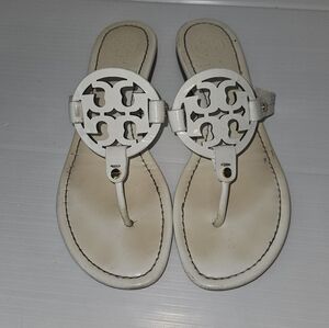Tory Burch Miller Sandals | Size 8 | Ivory Patent Leather